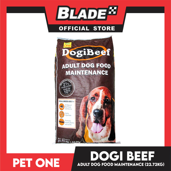 Pet One Dogi Beef, Adult Dog Food Maintenance 22.72kg Dry Dog Food