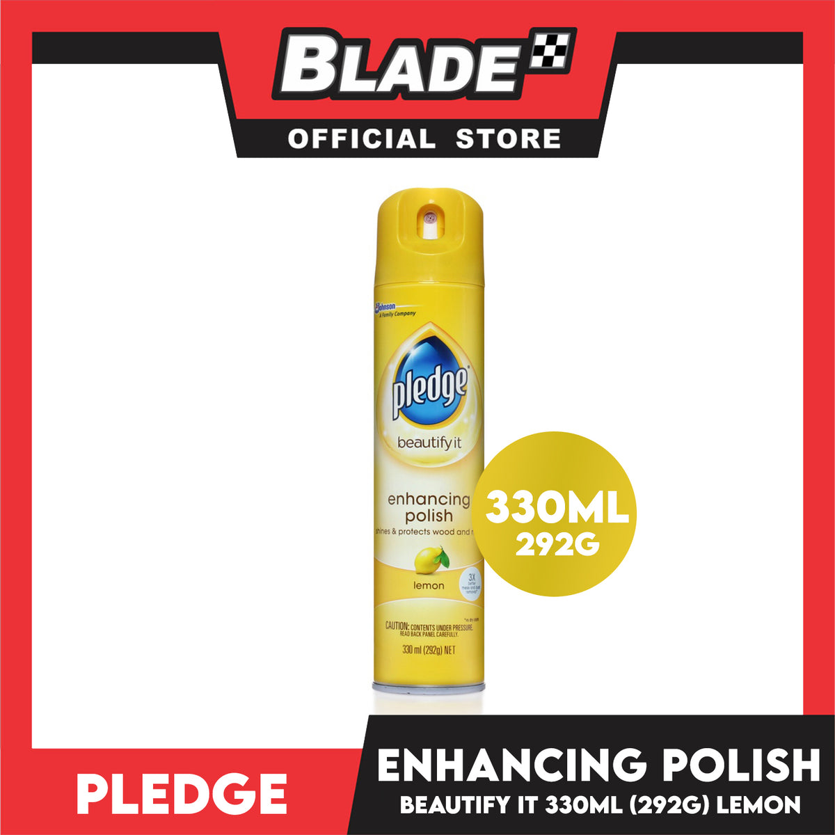 Pledge Enhancing Polish Spray, Shines And Protects Wood And More 330ml (Lemon)