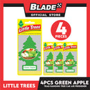 4pcs Little Trees Car Air Freshener 10316 (Green Apple) Hanging Tree Provides Long Lasting Scent