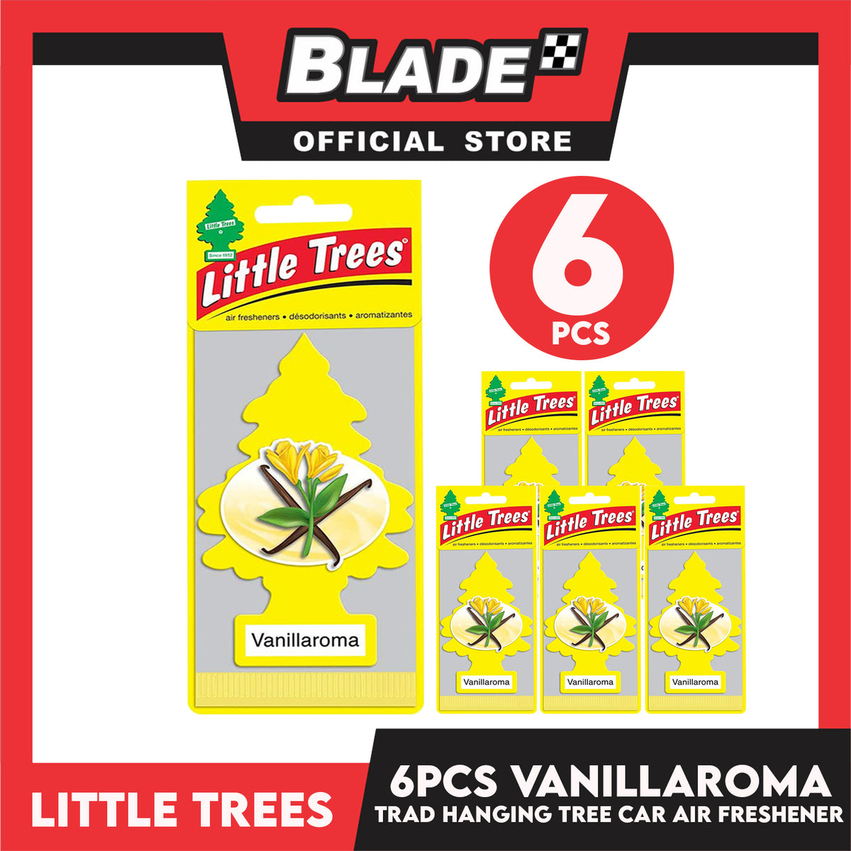 6pcs Little Trees Car Air Freshener 10105 (Vanillaroma) Hanging Tree Provides Long Lasting Scent