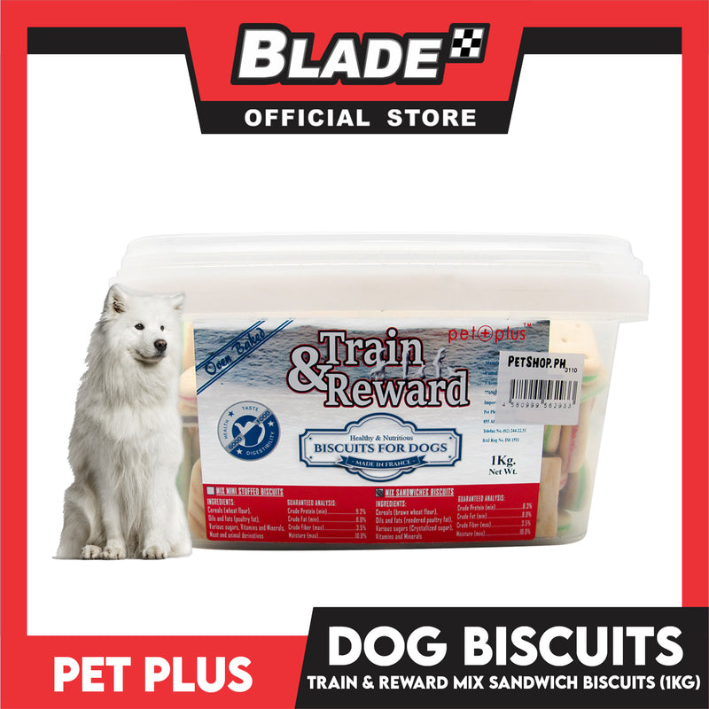 Pet Plus Train and Reward 1kg (Mix Sandwich Biscuits) Healthy and Nutritious Biscuits For Dogs