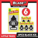 6pcs Little Trees Car Air Freshener 10155 (Black Ice) Hanging Tree Provides Long Lasting Scent