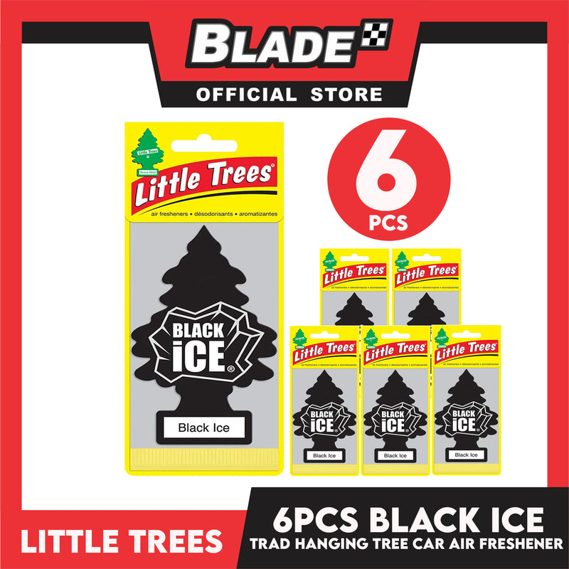 6pcs Little Trees Car Air Freshener 10155 (Black Ice) Hanging Tree Provides Long Lasting Scent