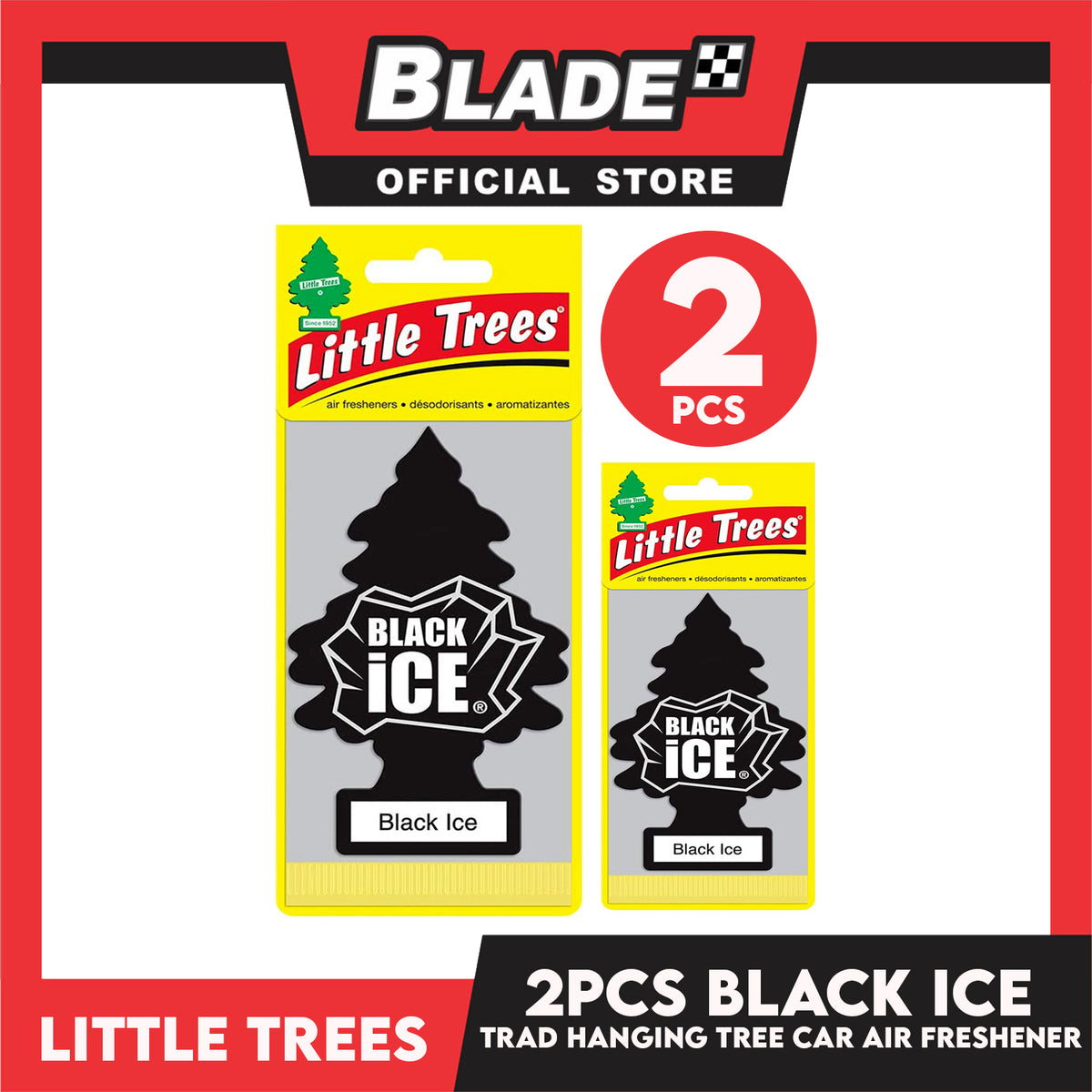 2pcs Little Trees Car Air Freshener 10155 (Black Ice) Hanging Tree Provides Long Lasting Scent