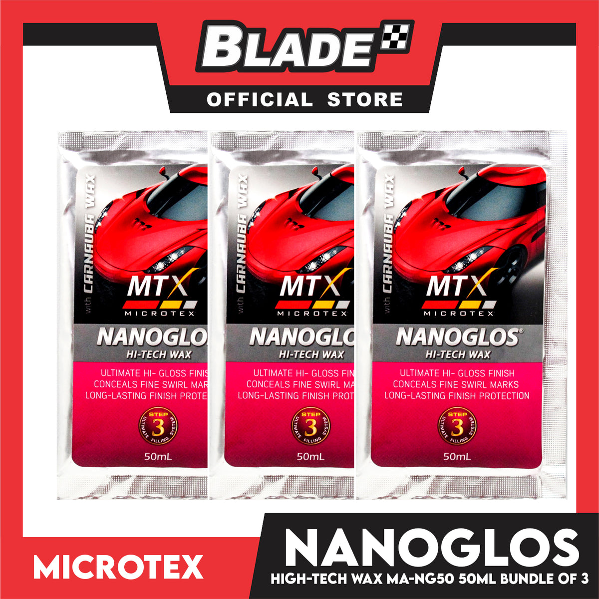 3pcs Microtex NanoGlos Hi-Tech Wax MA-NG50 Sachet 50ml