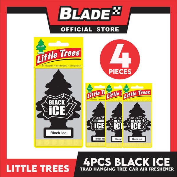 4pcs Little Trees Car Air Freshener 10155 (Black Ice) Hanging Tree Provides Long Lasting Scent