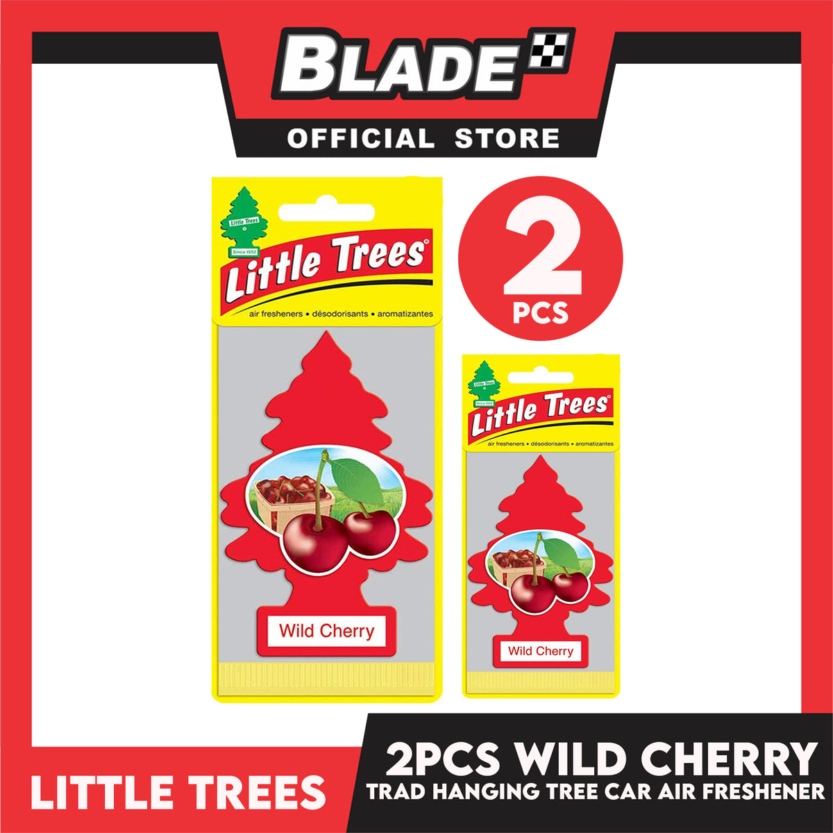 2pcs Little Trees Car Air Freshener 10311 (Wild Cherry) Hanging Tree Provides Long Lasting Scent