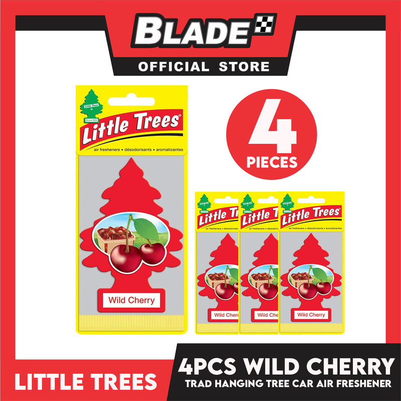 4pcs Little Trees Car Air Freshener 10311 (Wild Cherry) Hanging Tree Provides Long Lasting Scent