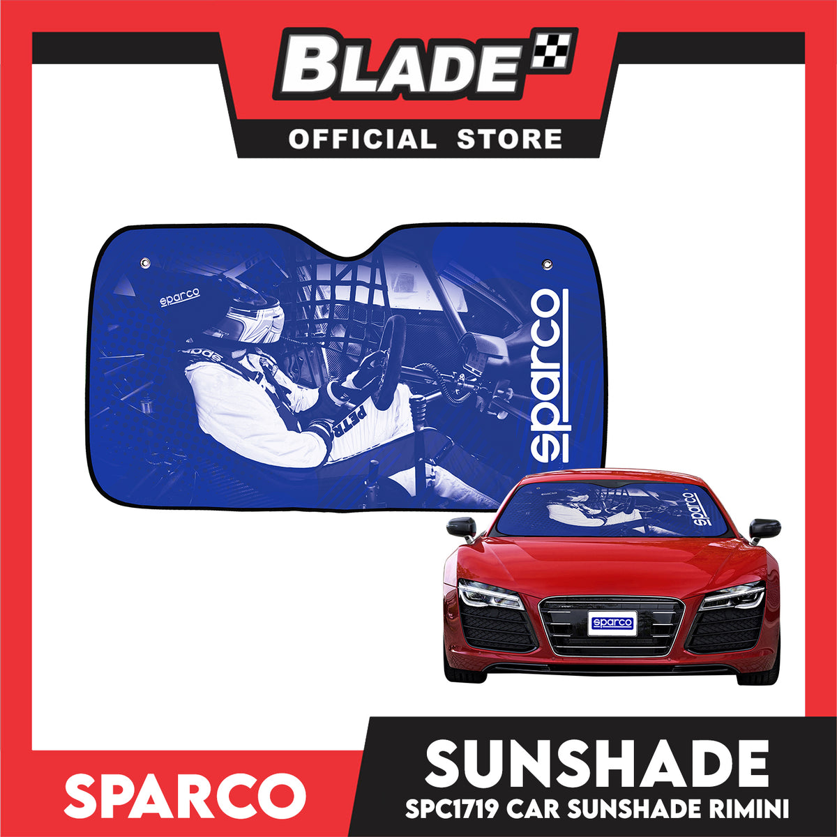 Sparco Sunshade SPC1719 Car Sunshade (Rimini) 140 x 70cm (LxW)