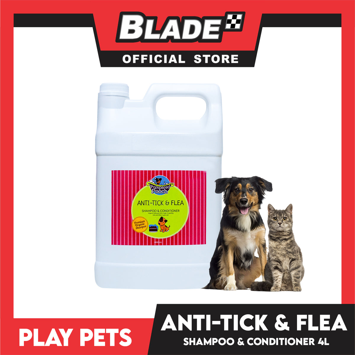 Play Pets Pampered Pooch Anti-Tick And Flea Shampoo And Conditioner 4000ml Premium Organic, Safe Repelling Ticks And Fleas In Your Pets