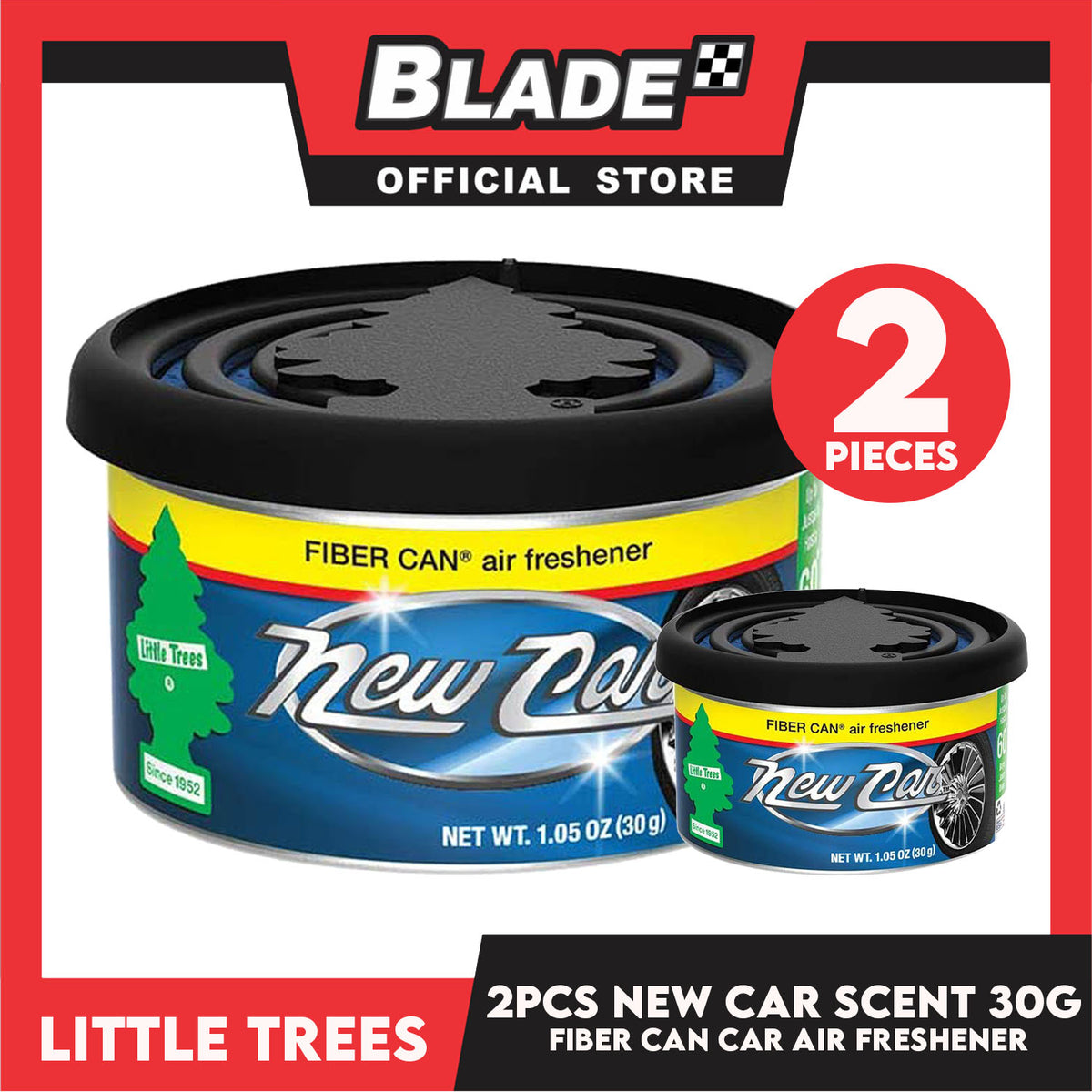 2pcs Little Trees Fiber Can Air Freshener 30g (New Car) Fiber Can Provides a Long-Lasting Scent for Auto or Home