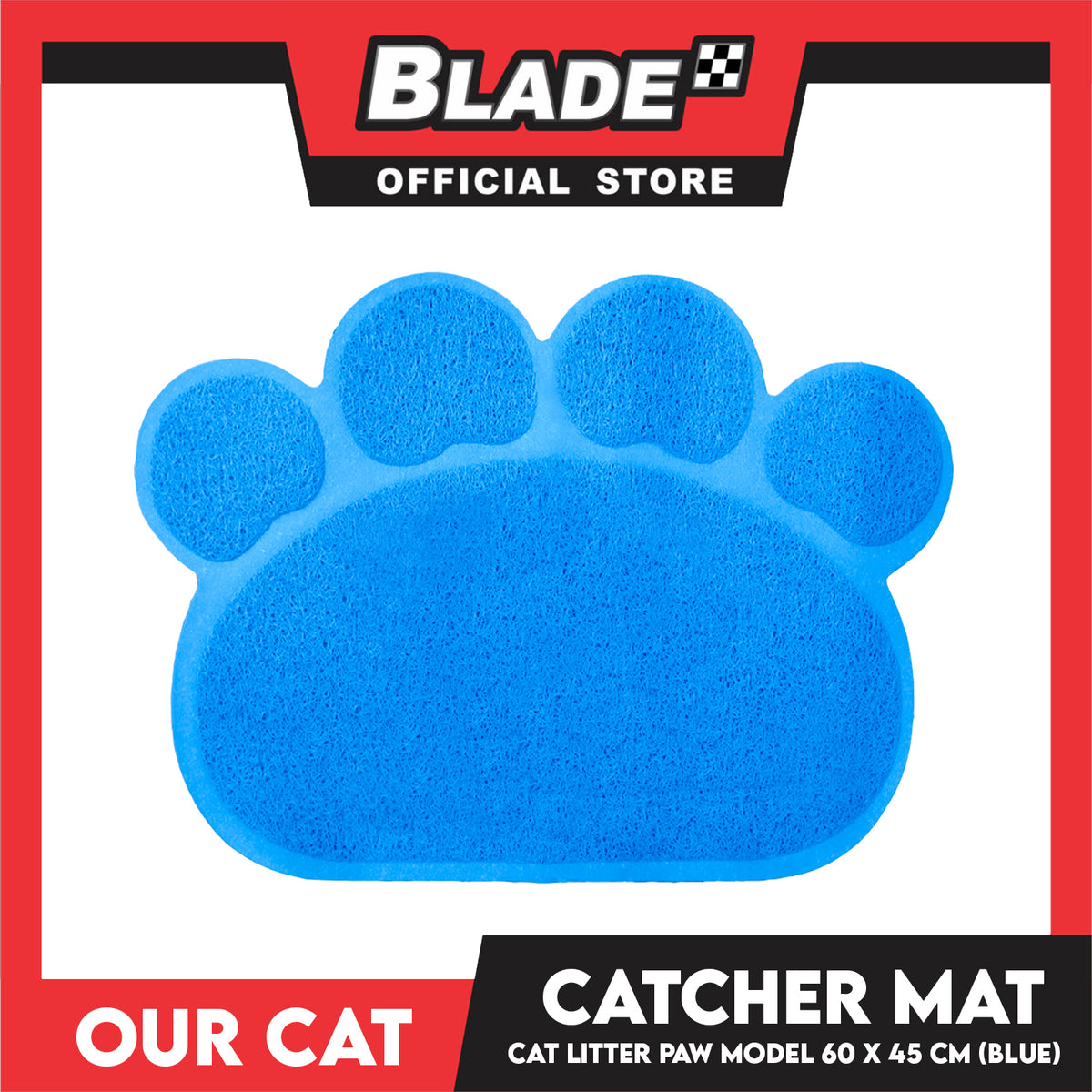 Our Cat Litter Catcher Mat Paw For Cats 60x45cm (Blue)