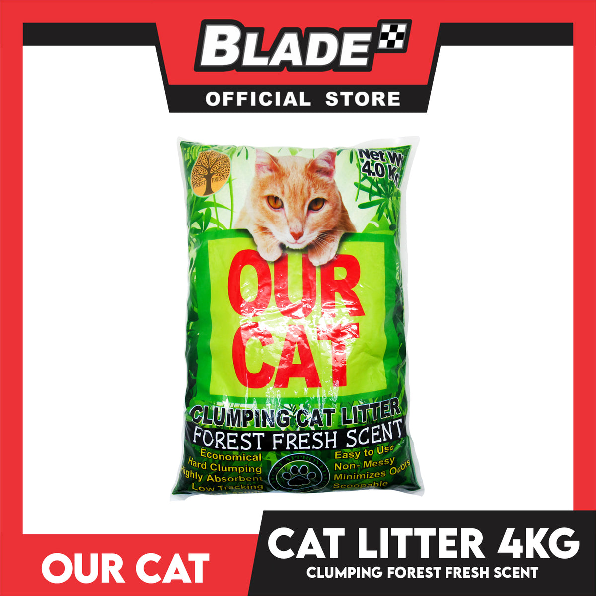 Our Cat Clumping Cat Litter Forest Fresh Scent 4kg