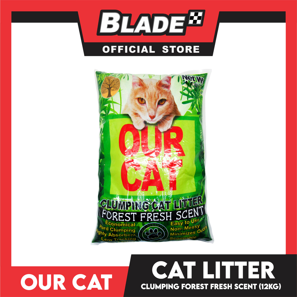 Our Cat Clumping Cat Litter Forest Fresh Scent 12kg