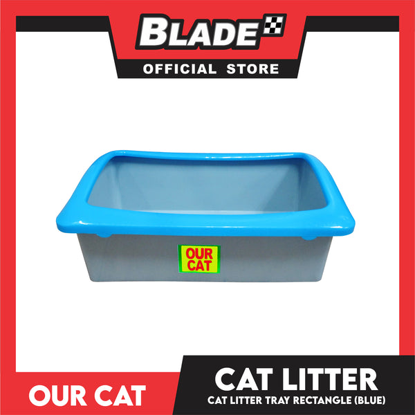 Our Cat Litter Tray Rectangle with Cat Litter Scooper (Blue)