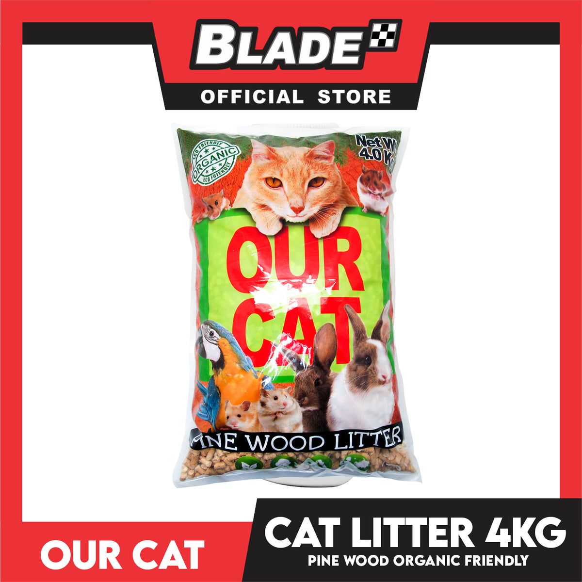 Our Cat Pine Wood Litter 4kgs Small Cat Litters Natural and Organic