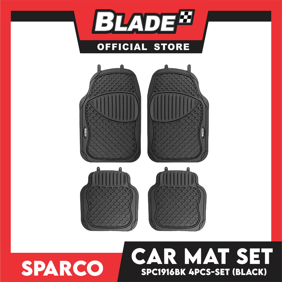 Sparco SPC1916BK 4 Pieces-Set Car Mat (Black)