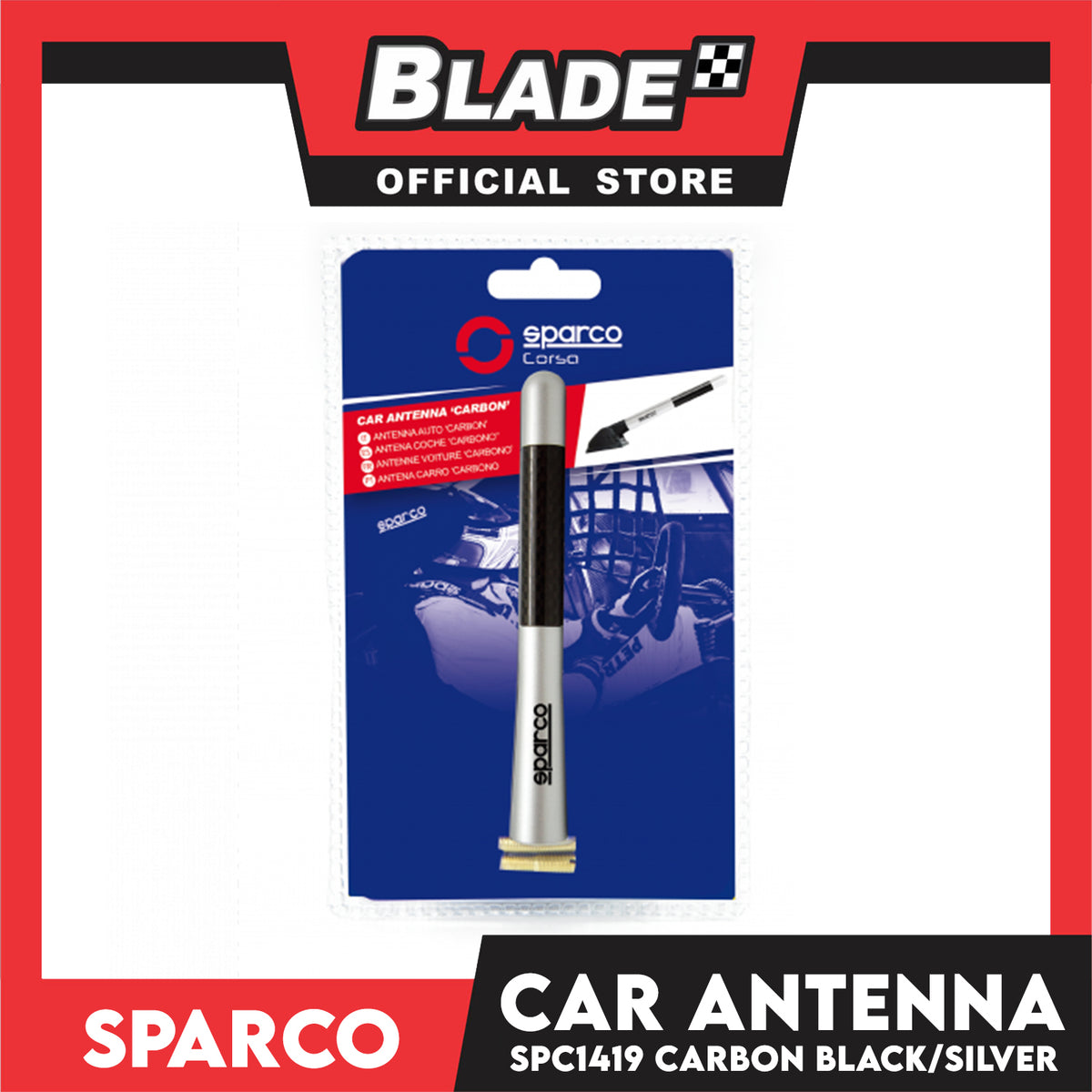 Sparco SPC1419 Antenna (Silver/Black)
