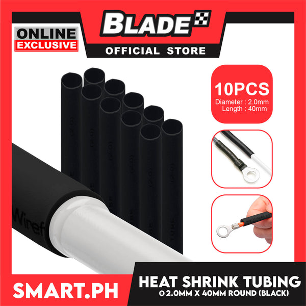 10pcs Heat Shrink Tube Wire Round 2.0x40mm (Black) Insulated Heat Shrink Tubing Cable Wrap