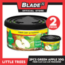 2pcs Little Trees Fiber Can Air Freshener 30g (Green Apple) Provides a Long-Lasting Scent for Auto