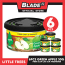 6pcs Little Trees Fiber Can Air Freshener 30g (Green Apple) Provides a Long-Lasting Scent for Auto