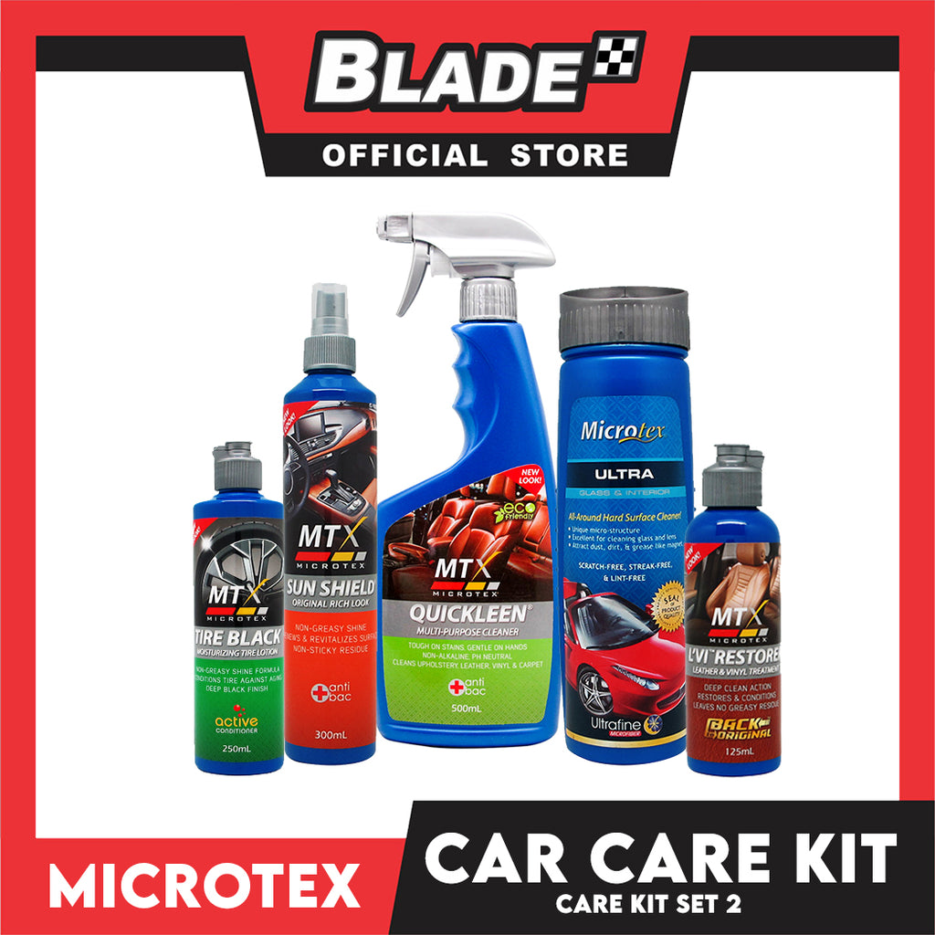 Microtex Car Care Kit Set 2, Includes Quickleen 500ml, Tire Black 250m ...