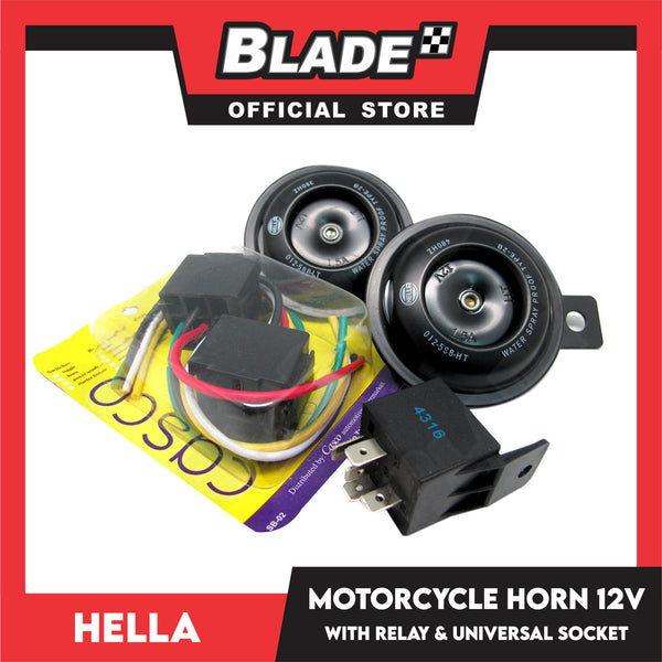 Hella Motorcycle Horn 12V H-MHP011 with Relay & Universal Socket