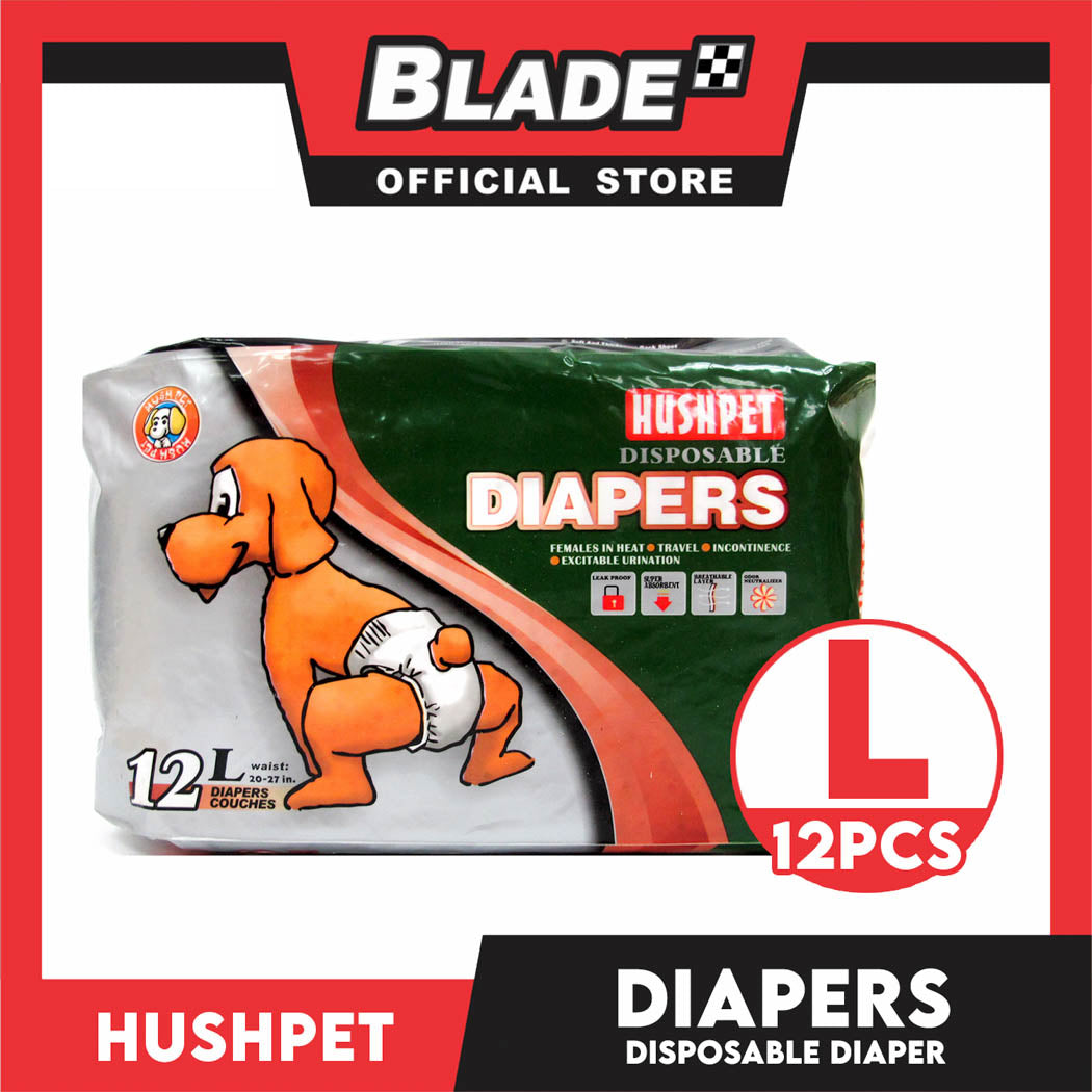Hushpet Deluxe Disposable Dog Diapers 12pcs. (Large)