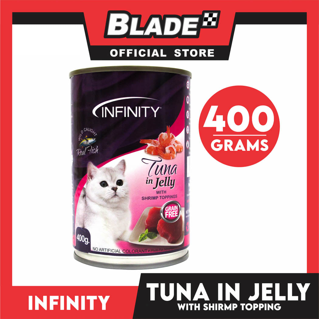 Infinity Tuna In Jelly Canned, Grain Free 400g Canned Wet Food (Shrimp Toppings) Cat Food