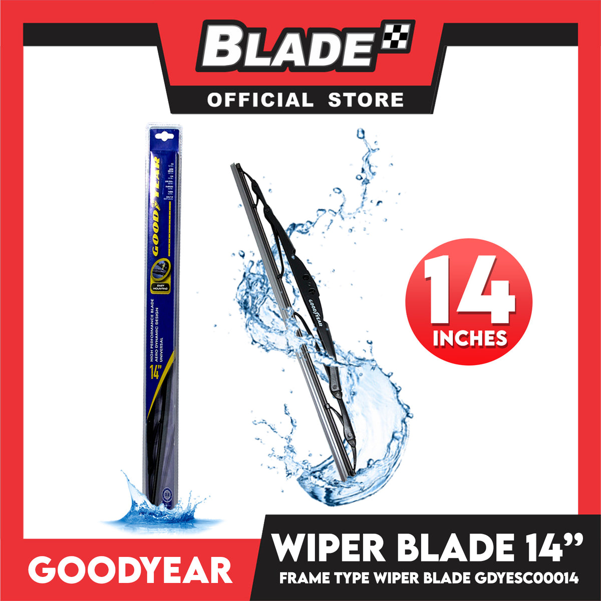 Goodyear Frame Type High Performance Wiper Blade GDYESC00014 14'' Aerodynamic Design