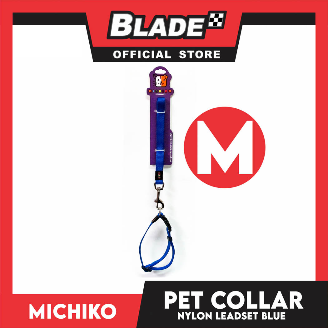 Michiko Nylon Collar Lead Set Blue (Medium) Dog Pet Collar