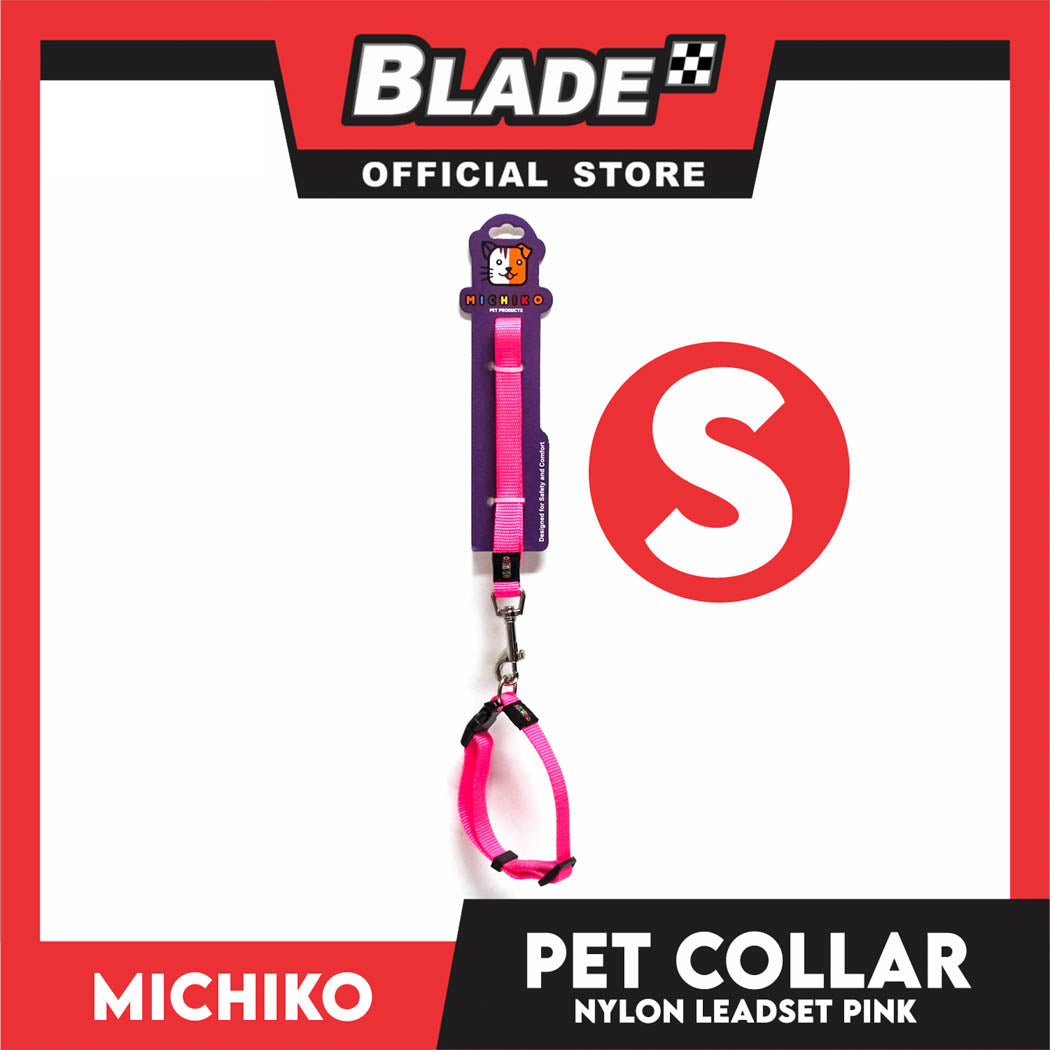Michiko Nylon Collar Lead Set Pink (Small) Dog Pet Collar