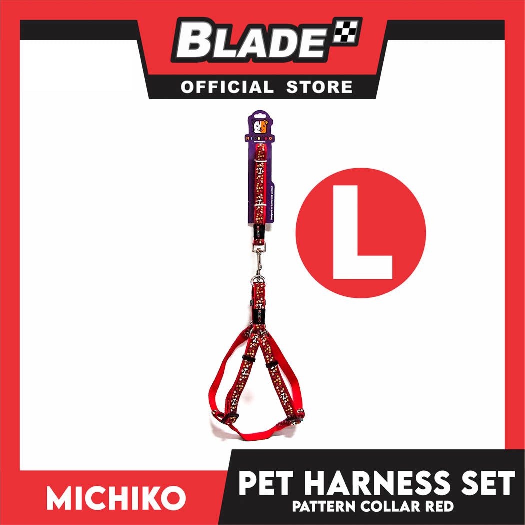 Michiko Pattern Harness Set Red (Large) Perfect for Your Dog