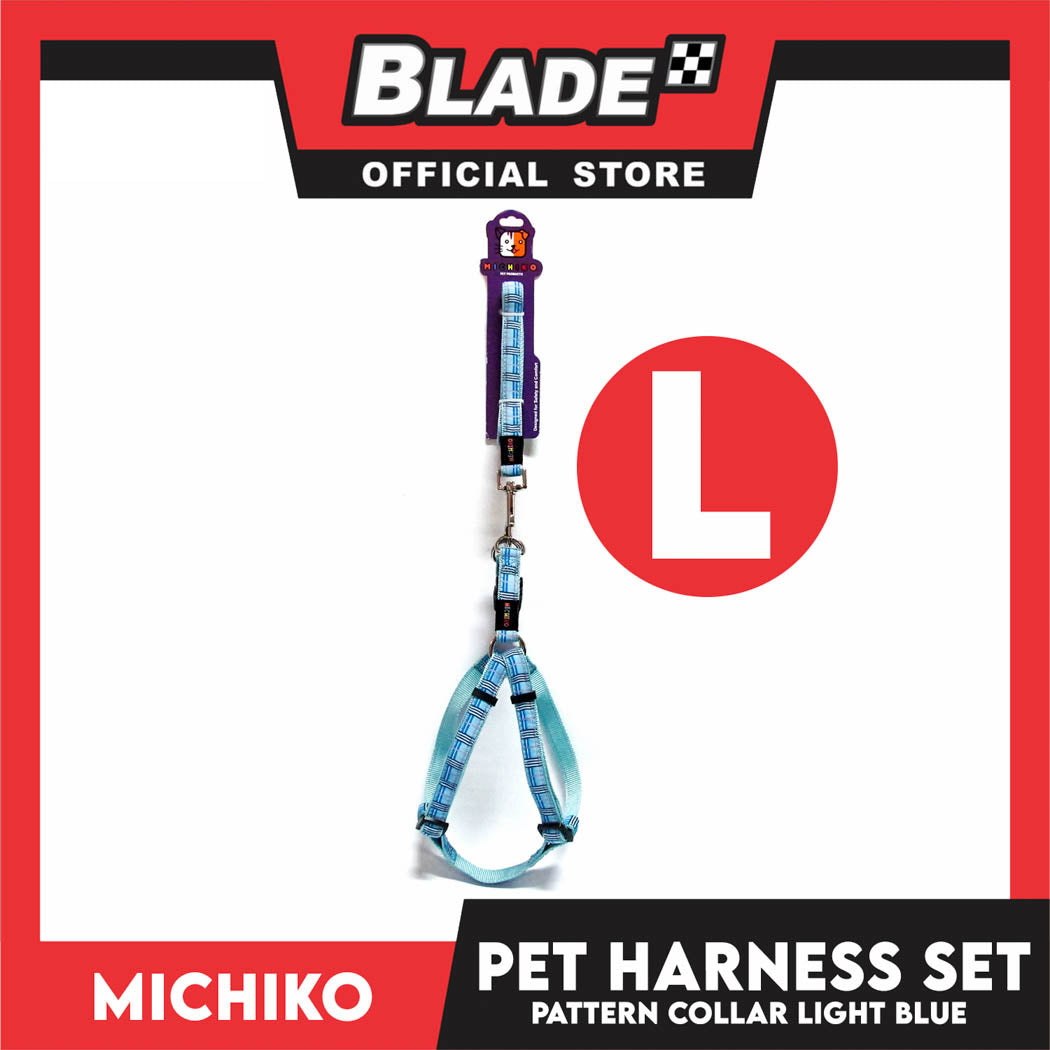 Michiko Pattern Harness Set Light Blue (Large) Perfect for Your Dog