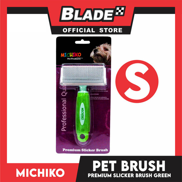 Michiko Premium Slicker Brush Green Color (Small) Pet Brush, Pet Grooming