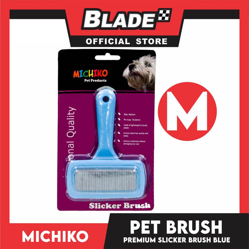 Michiko Slicker Brush Blue Color (Medium) Pet Brush, Pet Grooming