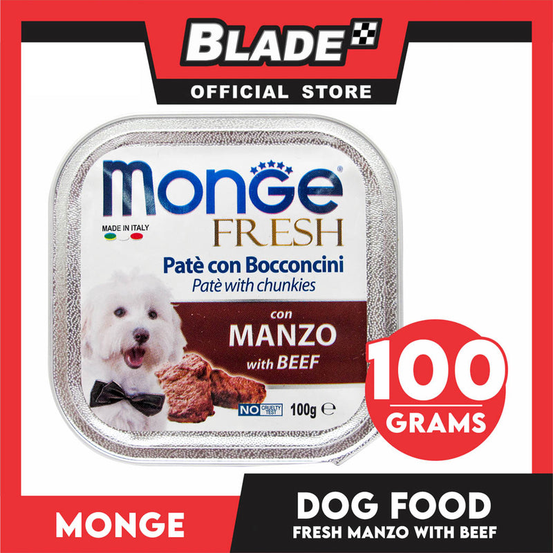 Monge Fresh Pate And Chunkies 100g (Manzo With Beef) Dog Wet Food