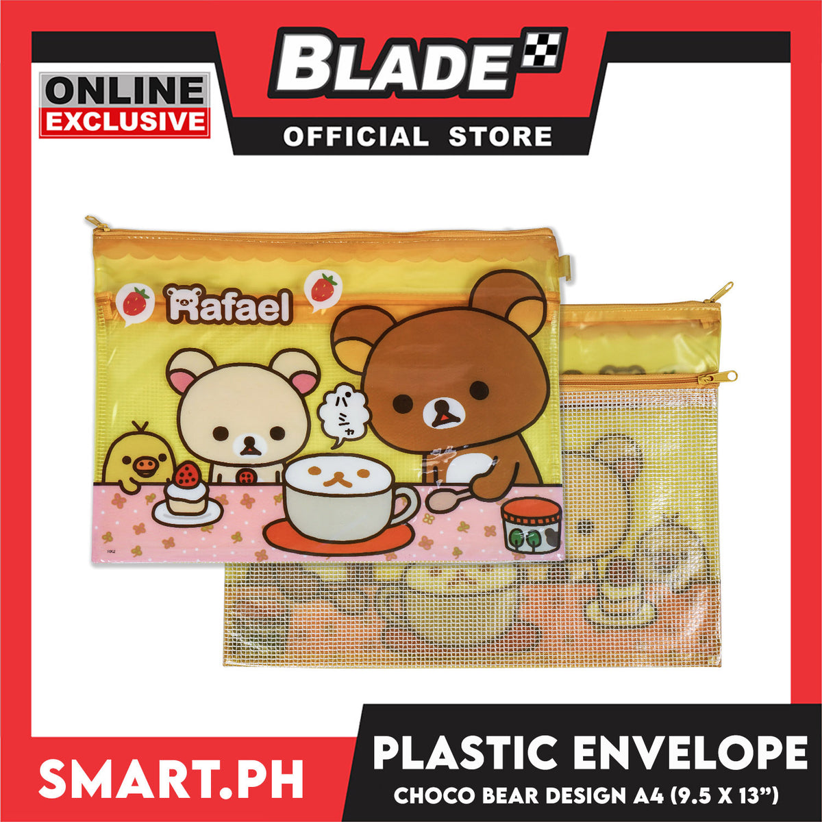Gifts Plastic Envelope, Choco Bear Design A4 9.5 x 13' '