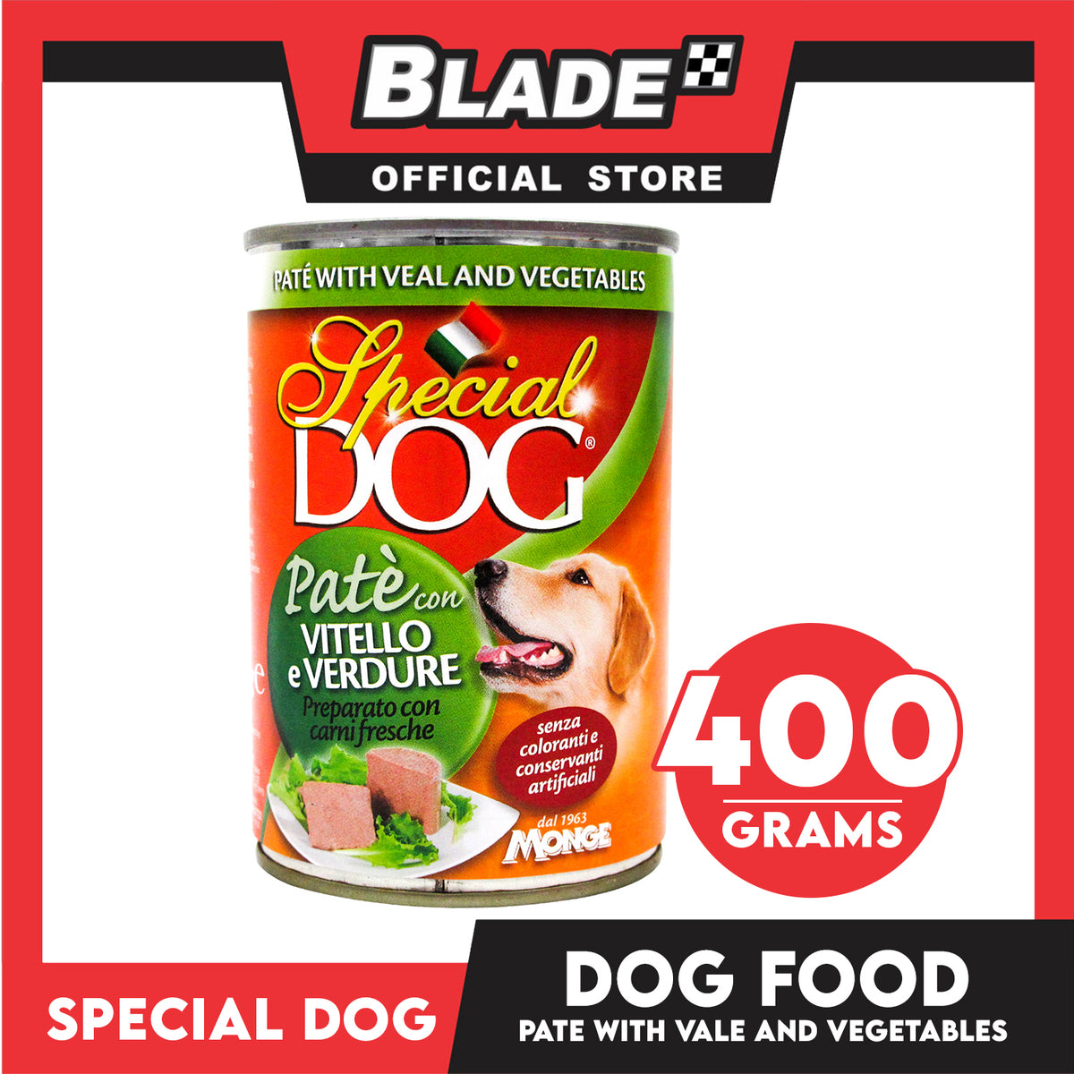 Monge Special Dog Pate 400g (Pate Veal And Vegetables) Dog Wet Food, Dog Canned Food