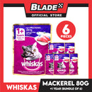 6pcs Whiskas Mackerel Flavor Pouch Wet Cat Food 80g