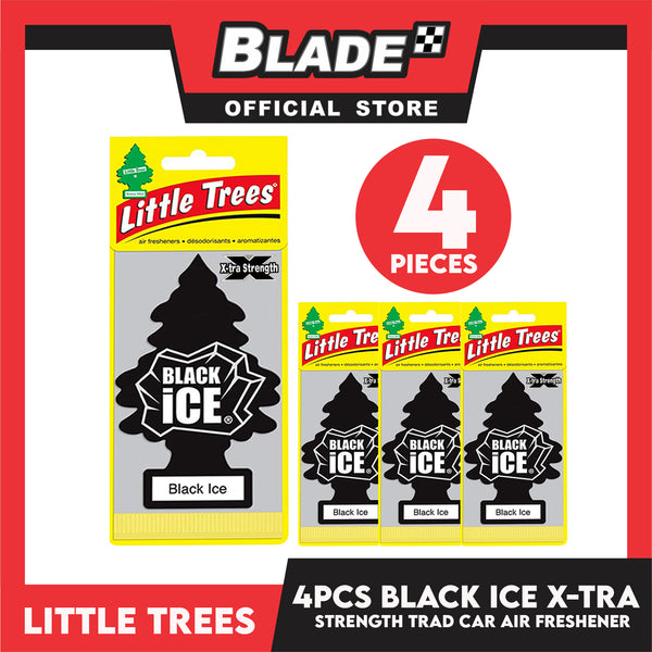 4pcs Little Trees Car Air Freshener X-tra Strength 10655 (Black Ice) Provides Long Lasting Scent