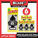 6pcs Little Trees Car Air Freshener X-tra Strength 10655 (Black Ice) Provides Long Lasting Scent