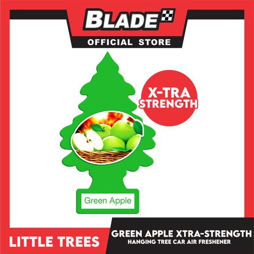 4pcs Little Trees Car Air Freshener X-tra Strength 10616 (Green Apple) Hanging Tree Provides Long Lasting Scent