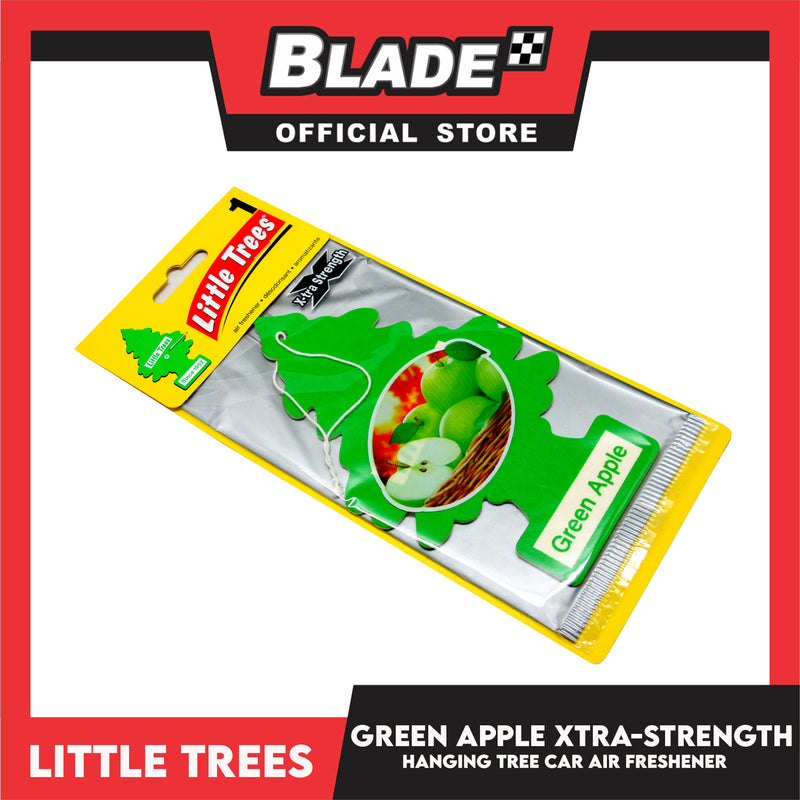 4pcs Little Trees Car Air Freshener X-tra Strength 10616 (Green Apple) Hanging Tree Provides Long Lasting Scent