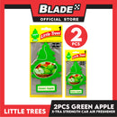 2pcs Little Trees Car Air Freshener X-tra Strength 10616 (Green Apple) Hanging Tree Provides Long Lasting Scent