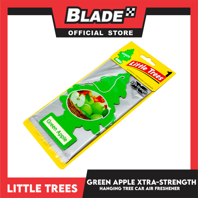 2pcs Little Trees Car Air Freshener X-tra Strength 10616 (Green Apple) Hanging Tree Provides Long Lasting Scent