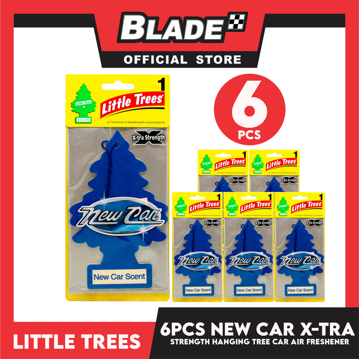 6pcs Little Trees Car Air Freshener X-tra Strength 10689 (New Car Scent) Hanging Tree Provides Long Lasting Scent