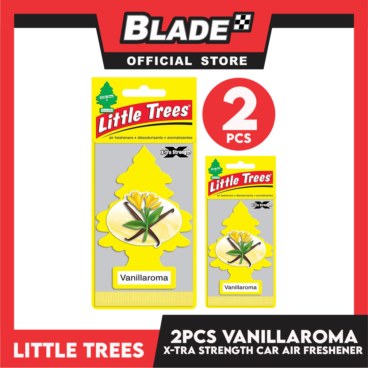 2pcs Little Trees Car Air Freshener X-tra Strength 10605 (Vanillaroma) Hanging Tree Provides Long Lasting Scent