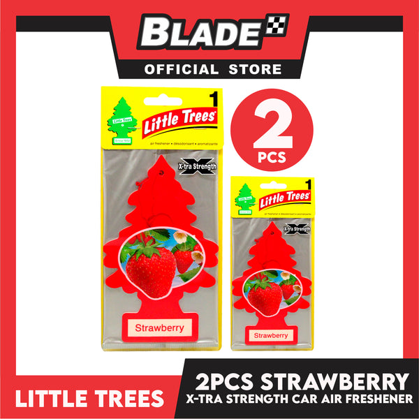 2pcs Little Trees Car Air Freshener X-tra Strength 10612 (Strawberry) Hanging Tree Provides Long Lasting Scent