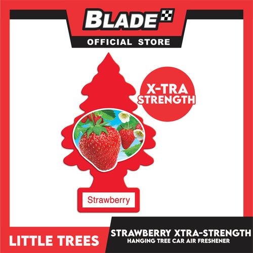 4pcs Little Trees Car Air Freshener X-tra Strength 10612 (Strawberry) Hanging Tree Provides Long Lasting Scent